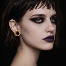 2件装男女通用复古316L不锈钢锤形耳扩耳钉嘻哈朋克风穿刺饰品