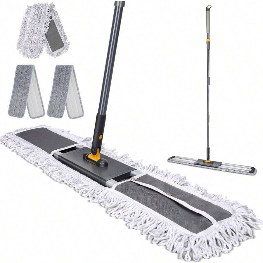 MASTERTOP Commercial Mop 36'' Large Dust Mop Heavy Duty Industrial Push Mops With 3 Reusable Microfibre Pads 62'' Adjustable Handle For Home Hotel Mall Warehouse - Grey3651 - View 1