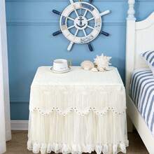 Bedside Table Dust Cover, Lace Polyester Dust Cover, Small Lace Tablecloth, Cabinet Dust Cover, Exquisite And Beautiful Design,  Full-Coverage Dust Cover, Combining Practicality And Aesthetics - White - View 3