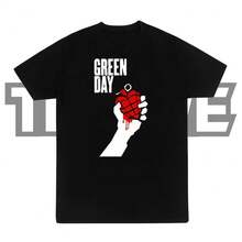Camiseta de día verde genial de Street , diseño de dinamita, elementos punk, combinación de colores, versión suelta para hombres con el mismo tipo de top - Negro - Ver 9
