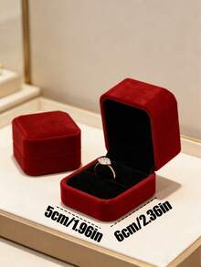 1pc Premium Flannel Jewelry Storage Box, Vintage Minimalist Design, Suitable For Rings, Necklaces, Bracelets, Ideal For Wedding, Valentine's Day, Back To School Gifts, Available In Red And Gray , Makeup Room Decor, Room Decor - Red - View 10