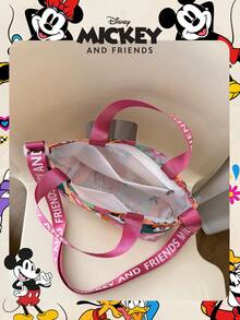 Disney 1个官方授权的史迪奇图案手提袋，大容量可折叠抽绳单肩包，轻便手提包，官方授权，多种款式可选，女士/女孩的完美日常购物袋 - 彩色 - 查看 6