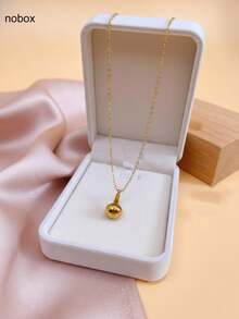 1pc Gold Stainless Steel 18K Gold-Plated Gourd Pendant Long Necklace, Fashionable Elegant Minimalist, Suitable For Daily Wear, Layering And Matching