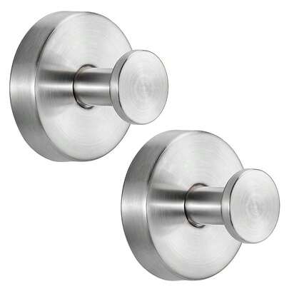Suction Cup Hooks For Shower No-Drill Bathroom Hooks For Towels, Robes, Loofah Mountable On Bathroom Walls, Kitchen, Glass, Mirrors, Tile And Smooth,Non-Porous Surfaces (2, Brushed Nickel),BrushedNickel