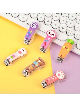 1 Piece, Adorable Cartoon Animal-Shaped Nail Clippers, Macaron-Coloured Transparent Nail Scissors, PVC Base, Cartoon-Style Unisex Nail Trimmer.