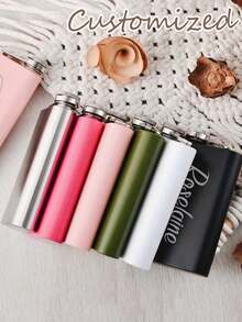 1pc 6oz Personalized Engraved Wedding Flask, Groom's Custom Flask, Portable Mini Liquor Bottle, 6oz Stainless Steel Hip Flask, Personalized Barware Gift, Portable Mini White/Black/Light Pink, Bridesmaid's Custom Flask, Groomsman Gift, Best Man Flask, Wedding Party Favor, Beer Festival Gift, Holiday Gift, Bridal Party Gift, Party Travel Birthday Gift, Wedding Party Whiskey Flask - Multicolor - View 5