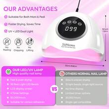 DianaBeauty Máy sấy móng tay UV 90 đèn LED có hẹn giờ và cảm biến tự động, phù hợp với mọi loại sơn móng tay gel, thiết bị làm móng chuyên nghiệp. - trắng - Xem 7