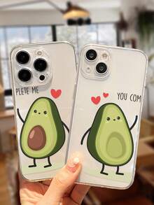 2pcs Avocado Painted Transparent Creative Shockproof Phone Case Compatible With IPhone/ Galaxy//Redmi - Multicolor - View 2
