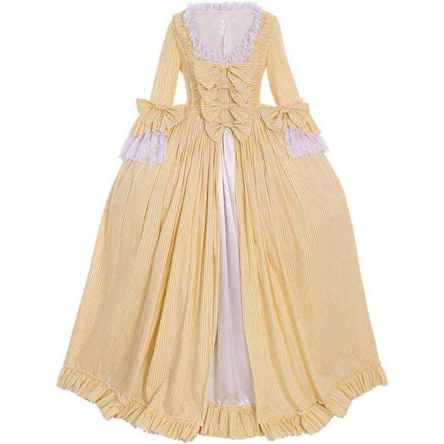 Women's Queen Rococo Ball Gown Victorian Dress Costume Yellow - Màu vàng - Xem 1
