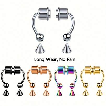 5pcs/2pcs Set Fake Nose Rings, Fake Nose Septum Rings, Suitable For Any Women's Body Jewelry, Fit For Daily Wear, Party, Music Festival, Gift, Beach Holiday, Festivals (Chinese New Year, Halloween, Valentine's Day, Easter, Christmas) And Various Occasions