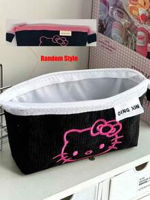 1个粉色可爱女孩小收纳袋，学生文具盒，灯芯绒大容量铅笔盒 - 彩色 - 查看 12