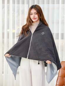 女士加热披肩，便携式加热披肩，便携式USB连帽加热毯披肩，柔软拉链披肩，适合户外和居家使用，3档加热功能，保暖隔热，闺蜜节、小狗、嘉年华 - 彩色 - 查看 16