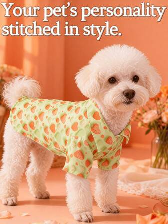 1 st romantiska, moderiktiga och söta hundkläder, 5D-tryckta, mjuka och bekväma, kontrasterande hjärtmönster, lämpliga för helgdagar, kläder för små hundar/valpar för vår/sommar/höst