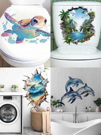 1 st avtagbar väggdekal - [Badrums-toalettdekal] Självhäftande tapet för heminredning, lämplig för väggdekoration i vardagsrummet, fönsterdekal - söt kreativ väggdekor, lämplig för rum, sovrumsdekoration