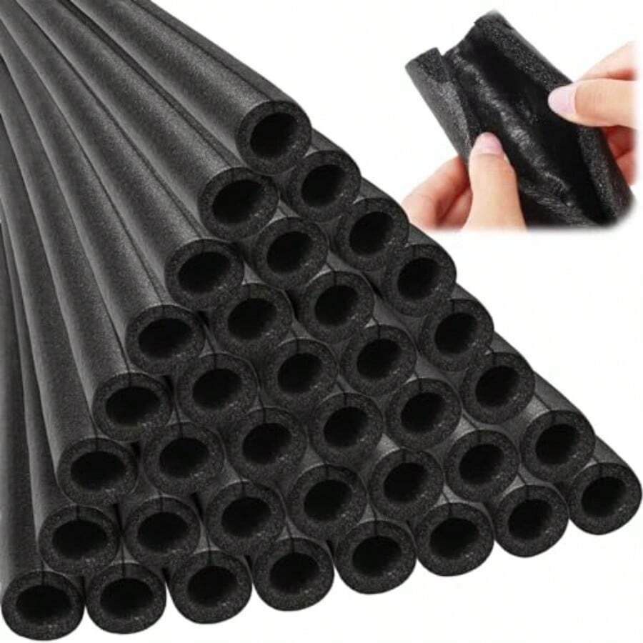 Amylove 24 Pcs 3.3 Feet Foam Pipe Insulation Foam Tube Insulating Water Pipe Pool Swim Noodles Pre Slit Heat Preservation Pipes Covers For Tubing Outdoor Winter Freeze Protection Black1 Inch - 1Inch - View 1