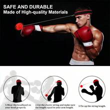 Set de diadema con bolas de reflejos de boxeo, bolas de reflejos en cuerda, equipo de boxeo con pelota de golpeo, excelente para la coordinación mano-ojo, velocidad de golpeo y reacción de combate - Negro - Ver 7
