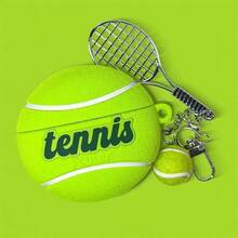 1pc Flocked Tennis Ball Shaped Protective Case For AirPods Pro 2, Pro 3, Apple 3rd Gen, 2/ 4 - Multicolor - View 7