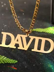 可定制银色和金色不锈钢名字项链 - 个性化手写名字吊坠，时尚简约的嘻哈风格项链，男女皆宜，是送给他/她的完美个性化珠宝礼物。 - 彩色 - 查看 5
