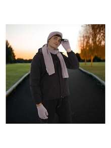 Gorro de Invierno Unisex con Bufanda y Guantes Calidos y Suaves para clima Frio,37488222 - Naranja Coral - Ver 5