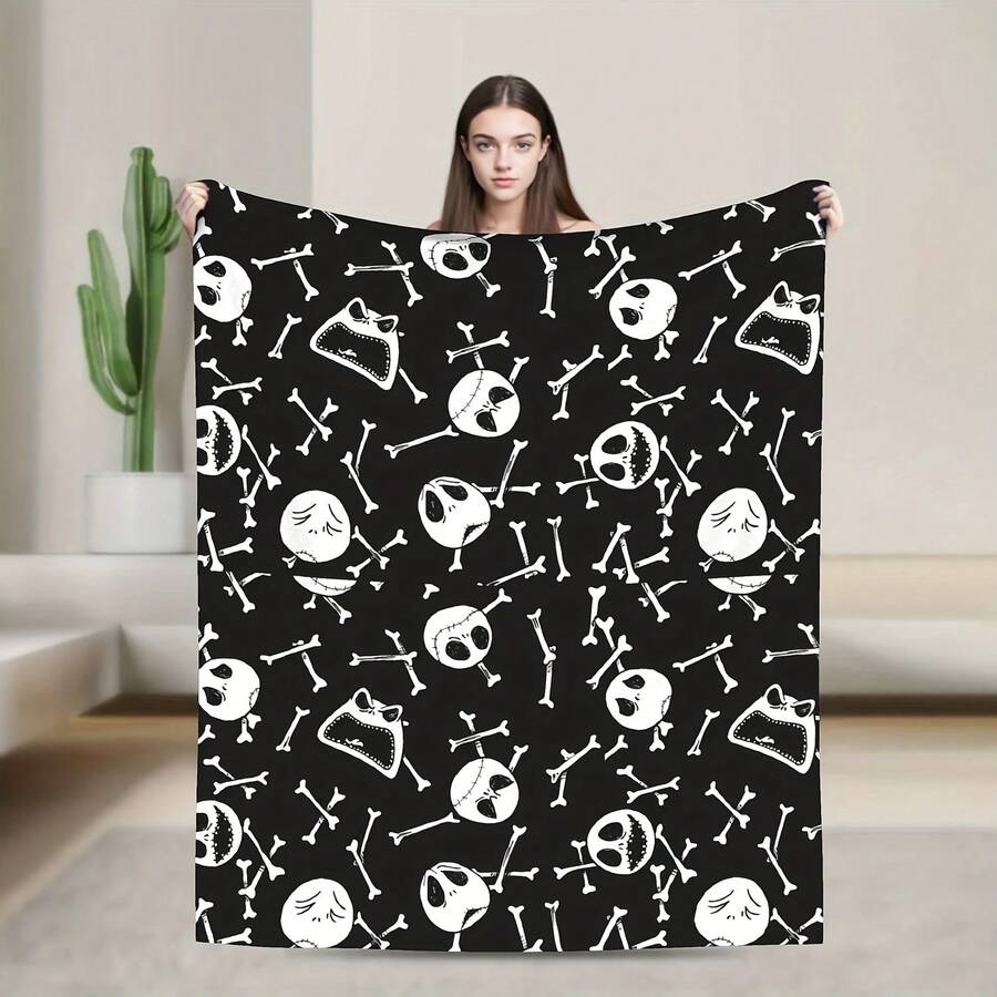 Nightmare Before Christmas Jack Cartoon Flannel Blanket Super Soft Throw Blanket For Bedroom Travel Bedspread Sofa Bed Cover - Kiểu 8 - Xem 1