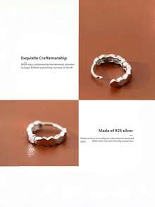 1pair Fashion Sterling Silver Geometric Design Hoop Earrings For Women For Daily Decoration - Silver - View 1