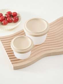 2 piezas de cajas de almacenamiento de alimentos redondas de silicona con impresión bajo demanda para bebés, con tapas, vajilla esencial para bebés, regalos, caja de cena portátil para bebés - Multicolor - Ver 17