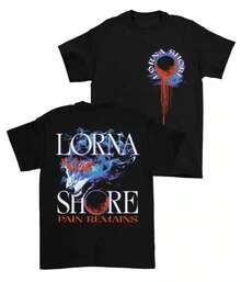 Camiseta con estampado gráfico de la banda de deathcore estadounidense LORNA SHORE, mercancía Harajuku, camiseta Hollow Knight, camiseta casual de algodón de gran tamaño - Negro - Ver 1