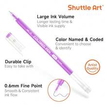 Shuttle Art Colored Pens, 24 Pink & Purple Tone Colors Cute Journal Pens 0.6mm Fine Point Colored Gel Pens For Black Paper Adult Coloring Writing Drawing Journaling Note TaFKing Schoolsss Office Home - 24粉紅紫調 - 查看 4