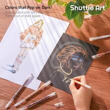 Shuttle Art Colored Pens, 24 Skin Tone Colors Cute Journal Pens 0.6mm Fine Point Colored Gel Pens For Black Paper Adult Coloring Writing Drawing Journaling Note TaFKing Schoolsss Office Home - 24膚色 - 查看 6