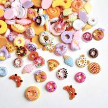 50Pcs Mixed Resin Food Nail Charms 3D Biscuit Donut Nail Art Charms Colorful Mini Bear Nail Art Accessories Designs FSandsswich Ice Cream Flat Nail Supplies For Women Manicure DIY Decorations,Multicolored - 多彩的 - 查看 3