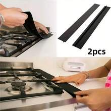 2pcs Kitchen Anti-Pollution Sealing Strips, Silicone High Temperature Resistant Kitchen Gap Sealing Strips, Oil & Dirt Resistant Gas Stove Gap Soft Sealing Strips, Countertop Gap Sealing Strips, Kitchen Small Tool Accessory (Trimmable)