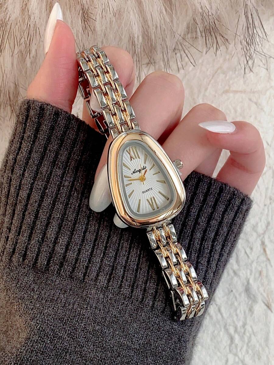 1pc Women's Oval Quartz Watch, Elegant & Fashionable, Suitable For Daily Wear, Also Great As Birthday/Graduation Gift Or Casual Gathering - 金色 - 查看 1