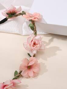 1pc Bohemian Artificial Flower Headband, Cute Floral Wreath Decor For Valentine's Day, Girls Party, Wedding Accessories - Multicolor - View 3