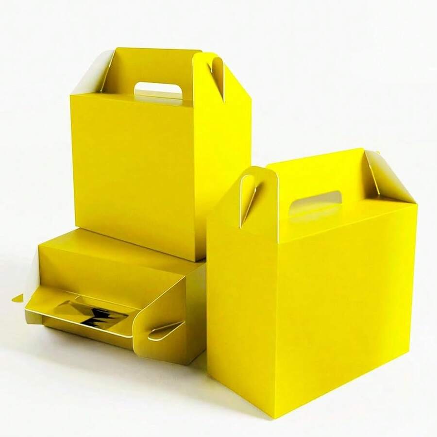24Pack Yellow Party Favor Treat Box Packs, 7 * 3.5 * 6.6 Inch Goodie Box With Handles, Goodie Boxes, Candy Box,Gable Gift Boxes For Party, Ba By Shower, Birthday,1Count(Packof24),Yellow - Yellow - View 1