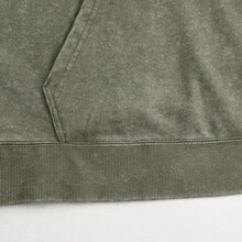 Men's Fashionable Autumn Washed Distressed Pocket Hoodie, Men's Vintage Washed Hooded Sweatshirt With Faith Over Fear Back Print - Y2K Streetwear Oversized Pullover, Pink & White Retro Lettering, Hip-Hop Campus Style, Loose Fit Casual Sweater For Men, All-Season Comfort, Machine Washable, Cordless Design With Front Pocket, Double-Sided Print, Relaxed Fit For Parties & Casual Attire, Sweatshirt For Men, Hoodie, Plus Size Hoodies For Men, Hoodie Jacket For Men, Thick Hoodies For Men - Street Fashion Outerwear - 橄欖綠 - 查看 7