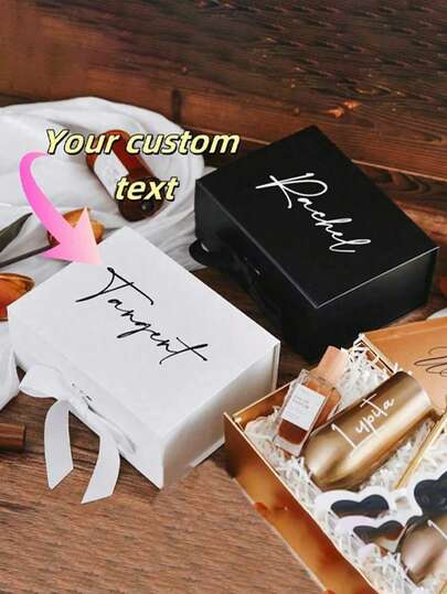 Personalized Gift Box With Magnetic Lid, Customizable Christmas Gift Box With Lid And Ribbon, Suitable For Gifting, Groomsmen, Bridesmaids, Self-Care, Applicable For Christmas, Mother's Day, Anniversary, Valentine's Day, Birthday, Children's Day, Father's Day, Graduation, Wedding, Housewarming And Other Occasions, Also Suitable For Schools, Homes, Offices And Other Venues.