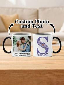 1 Stück 330ml Tasse mit individueller Initialen-Monogramm Gravur, personalisiertes Geschenk zum Valentinstag, Familienandenken, individualisierbar mit Foto, Text und Name, ideales Geschenk für den Partner, personalisierte Kaffeetasse - Valentinstag, Geburtstag, Jahrestag und andere Anlässe - Stil 2 - Übersicht 13