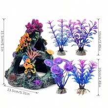 1 Coral Reef Decoration, 1 Starfish Bucket, 6pcs Aquarium Decorative Plants (Multiple Sets Available), Suitable For Betta Fish Tank Decor - A - View 16