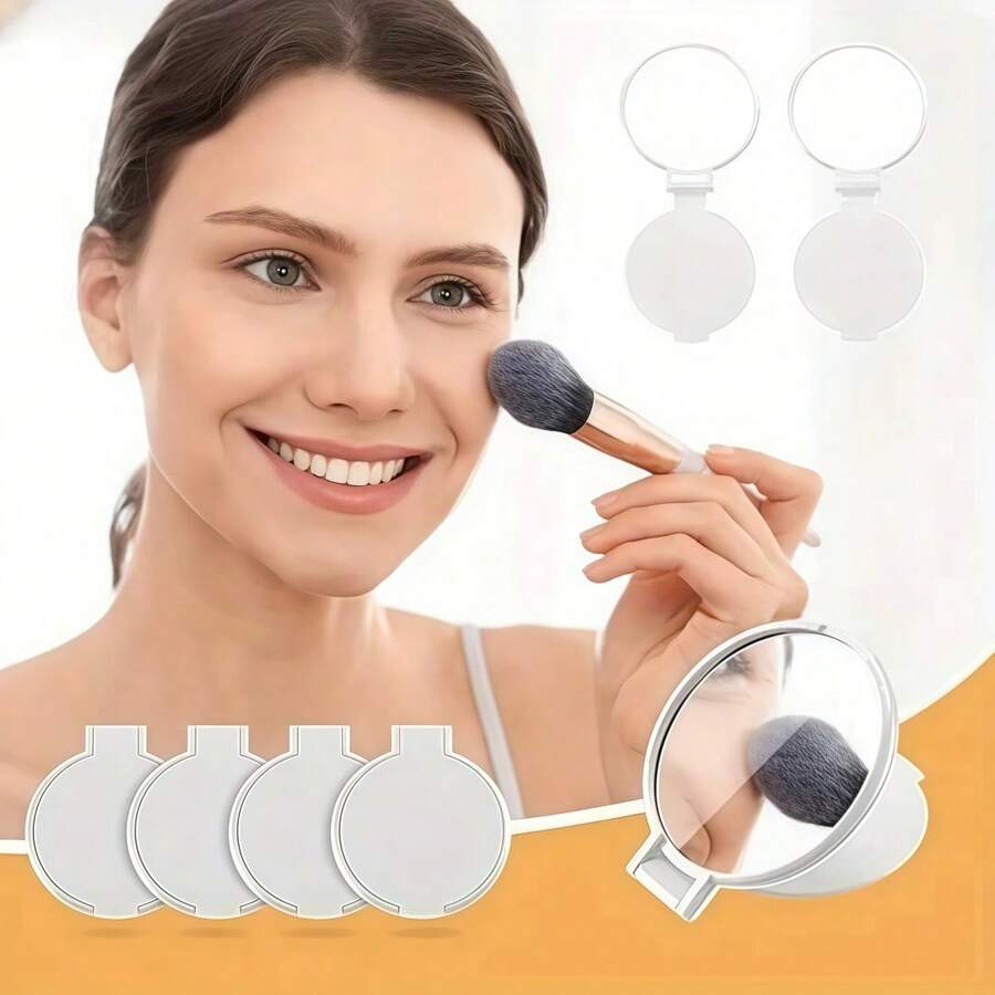 3pcs Mini Foldable Round Mirrors, Portable Modern Minimalist Vanity Mirror, Bow Decor Makeup Mirror - Multicolor - View 1