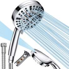Duschkopf mit Schlauch, 8+2 Strahlarten Wassersparender Hochdruck-Filterbrause gegen hartes Wasser, Chlor und Bakterien, mit 1,5m Duschschlauch und Chromoberfläche für optimalen Komfort. - Silber - Übersicht 1