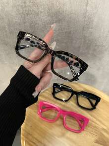 1 Pair Women's Square Frame Fashion Glasses Minimalist Casual Bohemian - White Bean Curd - View 4