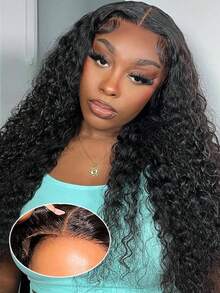 5x5蕾丝前假发，水波纹，150%密度原生发，透明蕾丝，自然色，女士款 - Natural Black - 查看 5