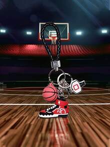 Mini 3D Basketball Keychain Sports Style Car Key Chain Backpack Pendant Bag Charm Purse Charm Keyring - Multicolor - View 2
