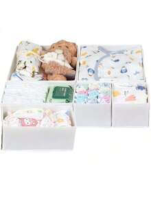 12件套抽屉收纳盒及整理盒 - 4个大号、4个中号、4个小号，可折叠无纺布抽屉分隔盒，适用于衣柜、橱柜、婴儿服装收纳 - 彩色 - 查看 14