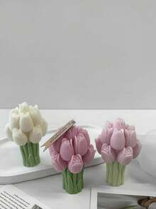 1 khuôn nến hình bó hoa tulip 3D - trắng - Xem 6