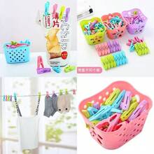 30个彩色衣夹，配便携式塑料收纳篮 - 颜色多样，适用于夹袜子、毛巾、内衣和卡片，也可用于衣物收纳。收纳篮颜色可选，衣夹颜色随机。 - 彩色 - 查看 2