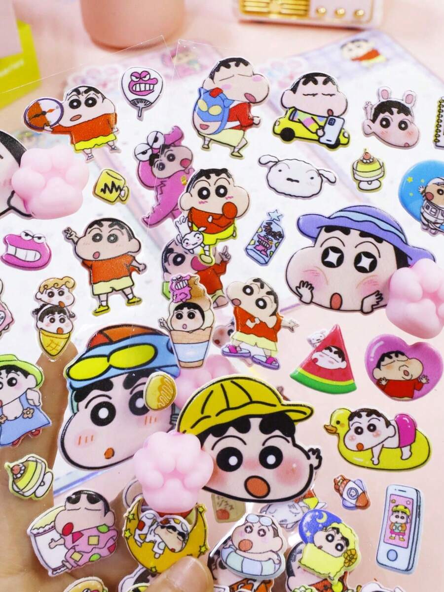 卡通泡泡贴纸，可爱动物贴纸，适合女孩，缓解压力，挤压乐趣十足，手机装饰，圣诞节、春节、新年、国庆节等节日礼物，促销礼品，广告用品，手工装饰贴纸 - 彩色 - 查看 1