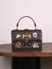 2026新款时尚奢华刺绣绗缝图案小方包，优雅高端大容量女士单肩包 - 彩色 - 查看 14