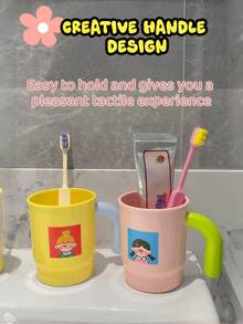 Family Rinse Cup Set, Shatterproof Plastic Cups, Cute Children's Cups, Toothbrush Cups, Dopamine Cups - Multicolor - View 4