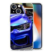 Étui transparent pratique compatible avec 15 14 13 12 11 Pro Max XS X XR 7 8 Plus. Étui transparent et antichoc. Voiture de sport bleue et rouge. Étui compatible avec 17, 17 Pro, 17 Pro Max - B7 - Voir 7